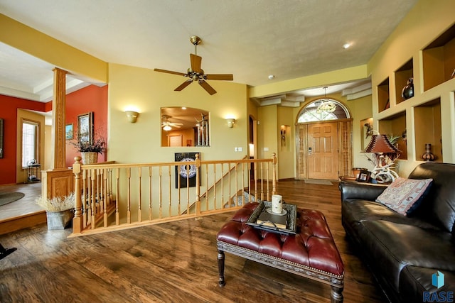 6811 E Split Rock Cir, Sioux Falls, SD 57110 - living room with a ceiling fan and wood finished floors