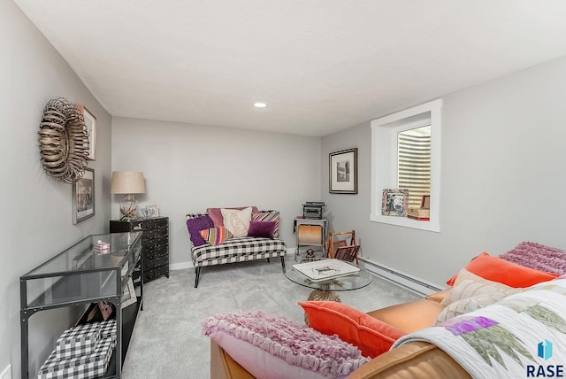 2109 W 37th St, Sioux Falls, SD 57105 - carpeted living area featuring a baseboard heating unit and recessed lighting