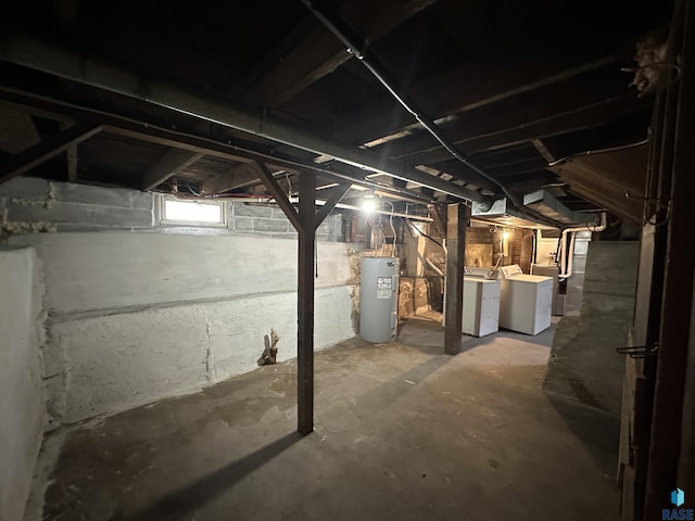 613 N Cedar St, Luverne, MN 56156 - below grade area with electric water heater and washer and clothes dryer