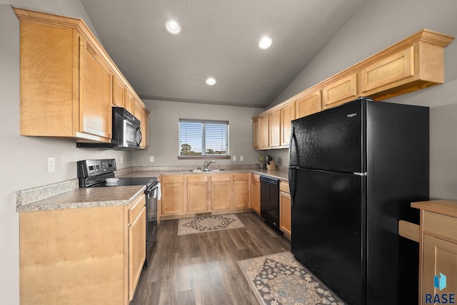 301 N Jenny Ave, Tea, SD 57064 - kitchen featuring black appliances, light brown cabinetry, dark wood finished floors, light countertops, and recessed lighting