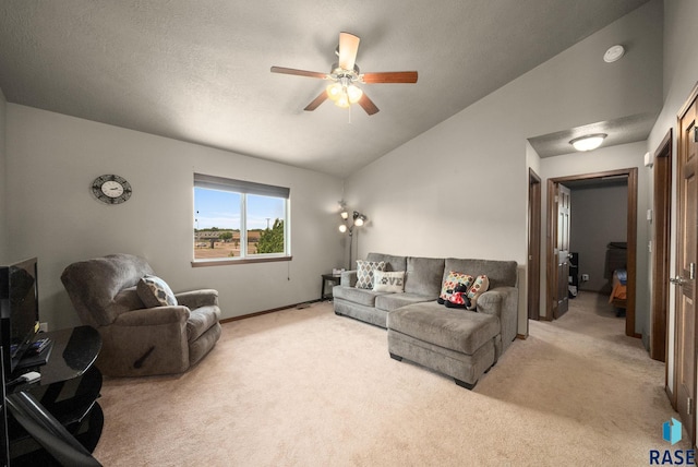 301 N Jenny Ave, Tea, SD 57064 - living area with vaulted ceiling, light carpet, and a ceiling fan