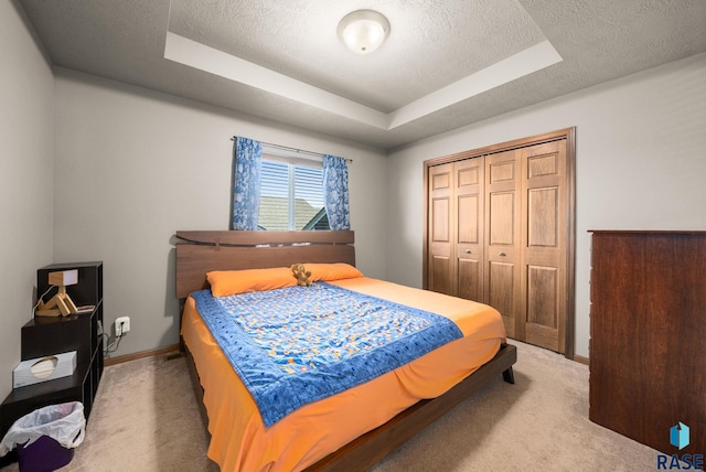 301 N Jenny Ave, Tea, SD 57064 - bedroom with a raised ceiling, carpet, a textured ceiling, and a closet