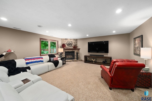 4400 E Aster Cir, Sioux Falls, SD 57103 - carpeted living area featuring recessed lighting and a fireplace
