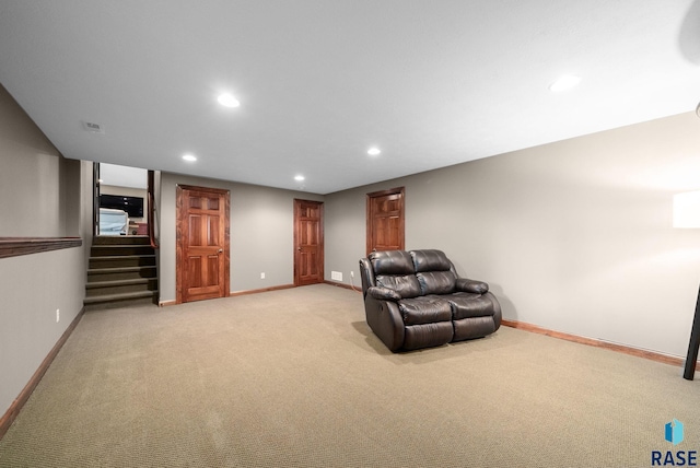 4400 E Aster Cir, Sioux Falls, SD 57103 - unfurnished room with light carpet, recessed lighting, and stairway