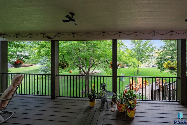 4400 E Aster Cir, Sioux Falls, SD 57103 - deck with a ceiling fan and a yard