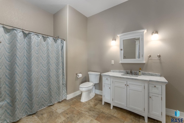 9005 E Torrey Pine Cir, Sioux Falls, SD 57110 - bathroom with vanity, stone finish flooring, and a shower with shower curtain