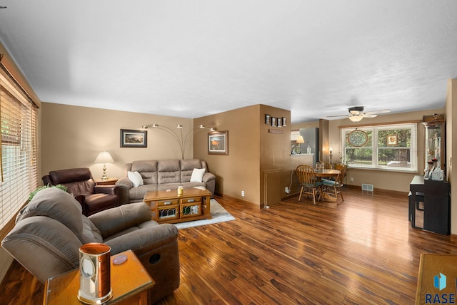 26045 485th Ave, Valley Springs, SD 57068 - living area with wood finished floors and ceiling fan