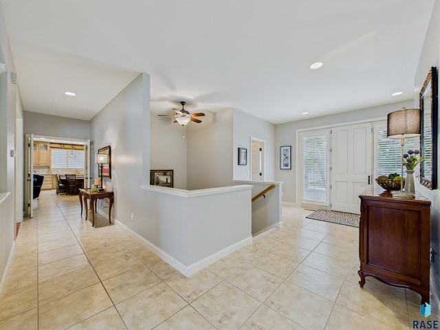 18 S Elkjer Cir, Sioux Falls, SD 57103 - foyer with light tile patterned flooring, recessed lighting, and a ceiling fan