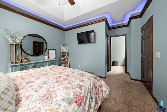 212 N Fairway Dr, Brandon, SD 57005 - carpeted bedroom with crown molding and a ceiling fan