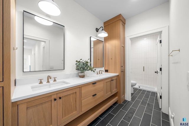 1617 S Scarlet Oak Pl, Sioux Falls, SD 57110 - full bathroom featuring double vanity, a stall shower, and tile patterned flooring