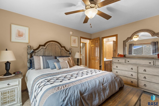3121 S Dubuque Ave, Sioux Falls, SD 57110 - carpeted bedroom with connected bathroom and ceiling fan