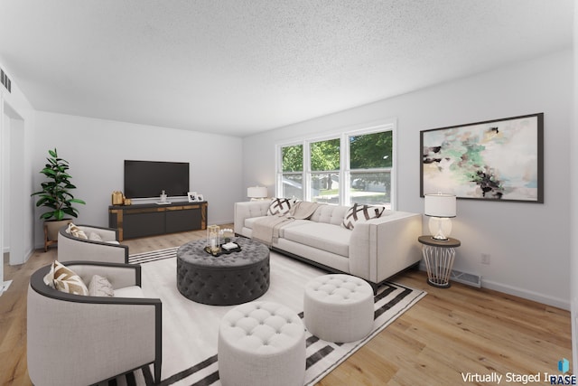 409 S 8th Ave, Brandon, SD 57005 - living room featuring wood finished floors and a textured ceiling