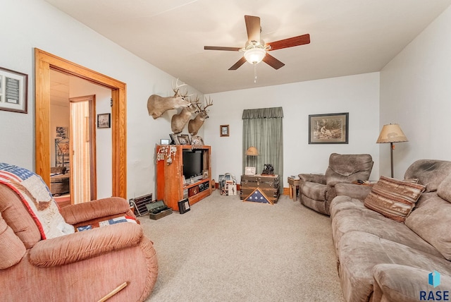 28437 462nd Ave, Davis, SD 57021 - living area featuring ceiling fan and carpet flooring