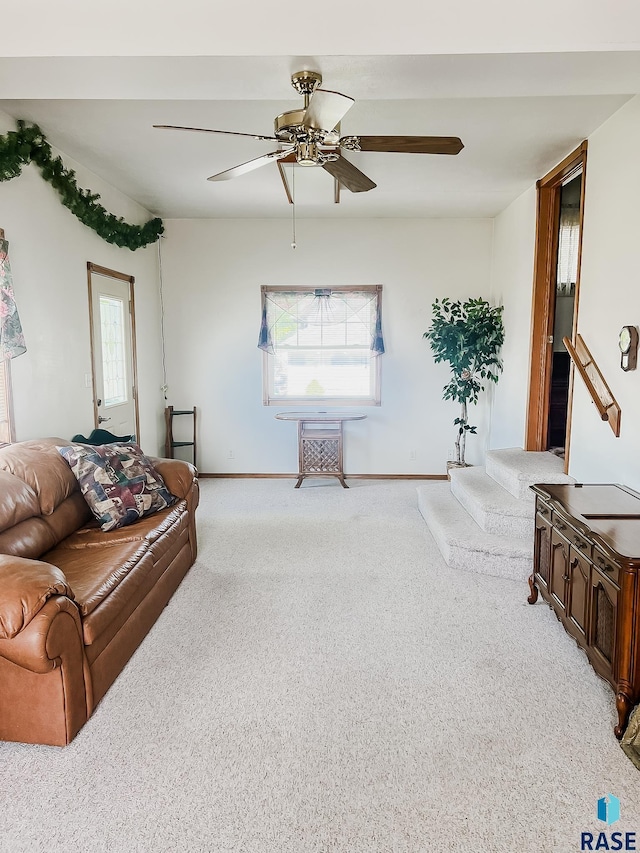 402 E 1st Ave, Beaver Creek, MN 56116 - carpeted living area with a ceiling fan and healthy amount of natural light