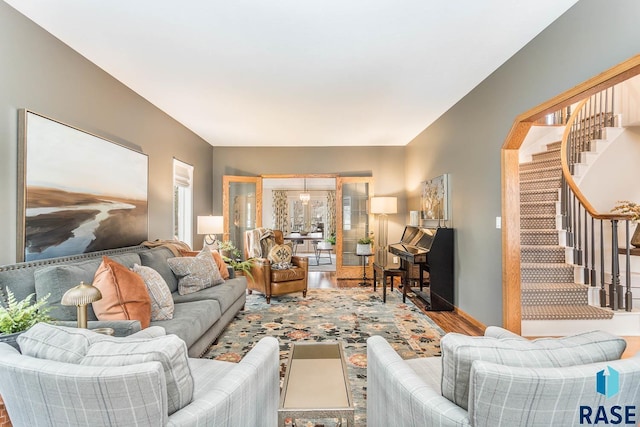 5101 S Jasmine Trl, Sioux Falls, SD 57108 - living room with wood finished floors and stairway