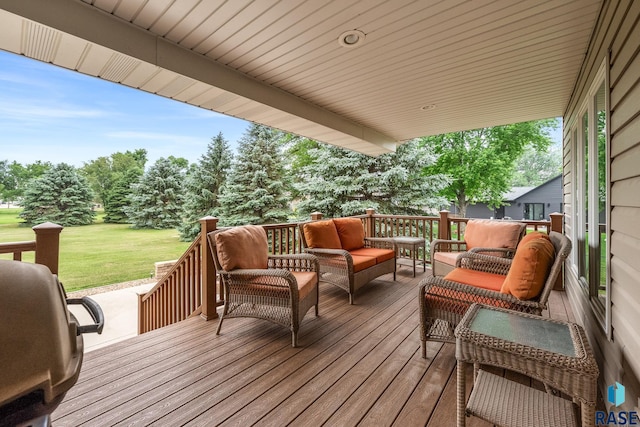 705 Railway St, Canistota, SD 57012 - deck featuring an outdoor hangout area and a lawn