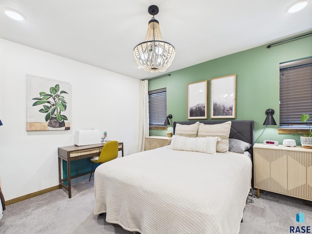 2560 E Meadowside Pl, Sioux Falls, SD 57108 - bedroom featuring carpet, a chandelier, and recessed lighting