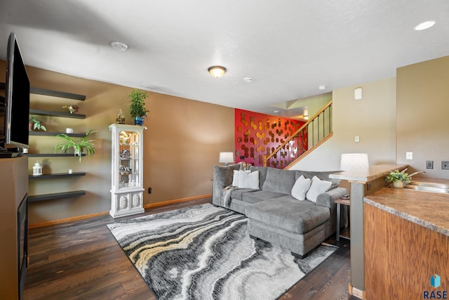 9232 W Norma Trl Unit 2, Sioux Falls, SD 57106 - living area featuring hardwood / wood-style flooring, stairway, and recessed lighting