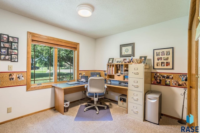 6500 E Split Rock Rd, Sioux Falls, SD 57110 - office featuring carpet floors, a textured ceiling, and built in desk