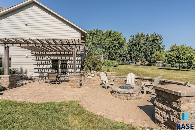 6500 E Split Rock Rd, Sioux Falls, SD 57110 - view of patio / terrace featuring a fire pit and a pergola