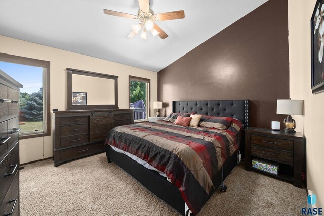 6045 W Jordan Ct, Sioux Falls, SD 57106 - bedroom with lofted ceiling, carpet flooring, and ceiling fan