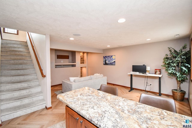 3208 S Triple Play Ave, Sioux Falls, SD 57110 - living room with recessed lighting, stairs, and an office area