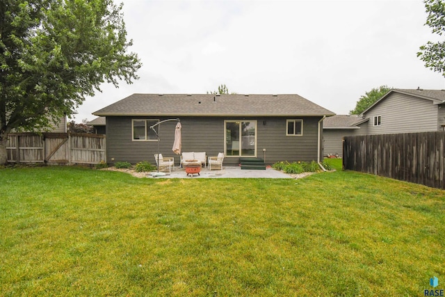 3208 S Triple Play Ave, Sioux Falls, SD 57110 - back of property with a patio area, a fenced backyard, entry steps, and a gate
