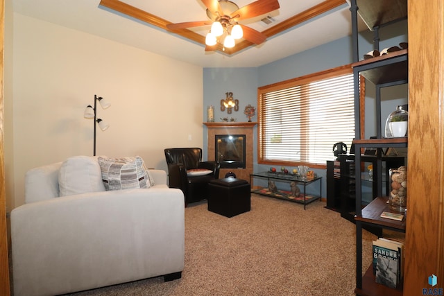 5708 S Shadow Wood Pl, Sioux Falls, SD 57108 - living area featuring carpet and ceiling fan