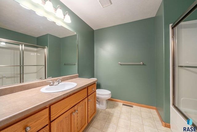 4912 E 42nd St, Sioux Falls, SD 57110 - full bathroom with vanity, an enclosed shower, and tile patterned floors