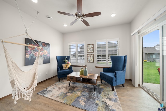 5402 S Bahnson Ave, Sioux Falls, SD 57108 - sitting room featuring wood finished floors, recessed lighting, and ceiling fan