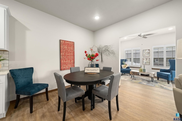 5402 S Bahnson Ave, Sioux Falls, SD 57108 - dining area with light wood-type flooring, recessed lighting, and a ceiling fan