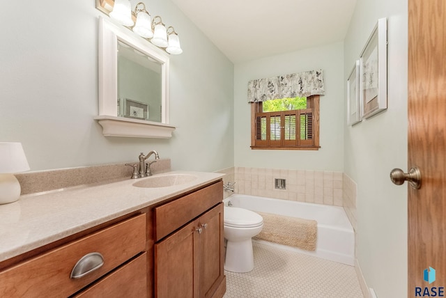 3112 E 15th St, Sioux Falls, SD 57103 - full bath with a garden tub, vanity, and tile patterned flooring