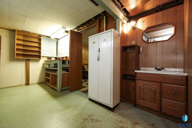2312 E 19th St, Sioux Falls, SD 57103 - below grade area featuring wooden walls and a sink