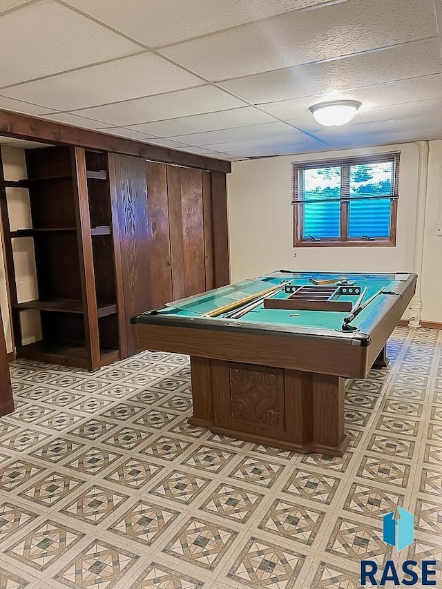 515 151st St, Luverne, MN 56156 - game room featuring billiards and a drop ceiling