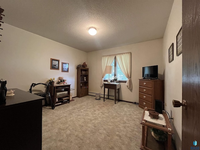 3552 S Gateway Blvd Unit 204, Sioux Falls, SD 57106 - office with a textured ceiling, light carpet, and a baseboard radiator