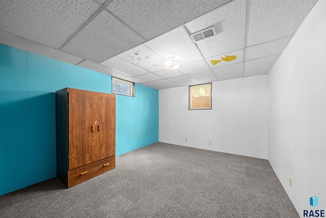 1615 E 32nd St, Sioux Falls, SD 57105 - below grade area featuring carpet flooring and a drop ceiling