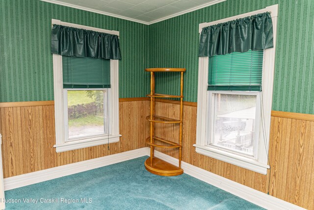 53 Broad St, Catskill, NY 12414 - empty room with crown molding and wallpapered walls