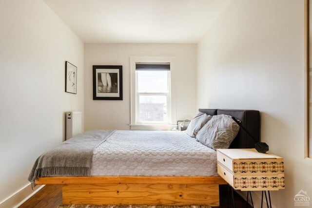 705 Warren St, Hudson, NY 12534 - bedroom featuring wood finished floors, baseboards, and radiator