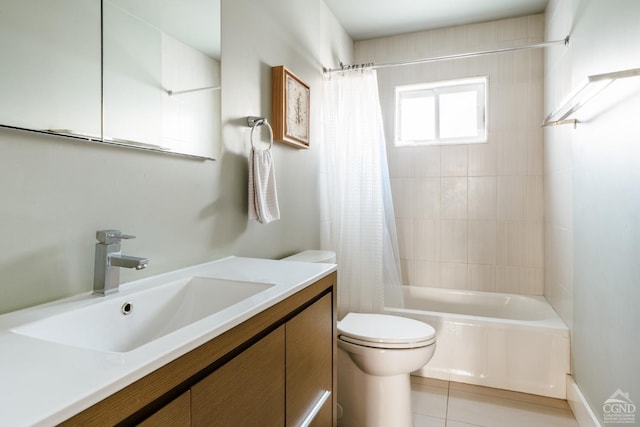 705 Warren St, Hudson, NY 12534 - bathroom with toilet, shower / bath combo, tile patterned floors, and vanity