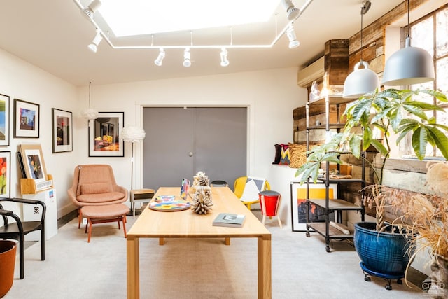 705 Warren St, Hudson, NY 12534 - recreation room with light carpet and track lighting