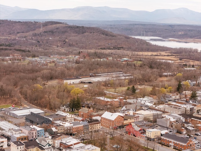 705 Warren St, Hudson, NY 12534 - aerial overview of property's location featuring a water and mountain view