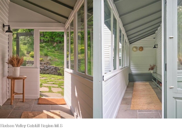 1556 Gulf Rd, Callicoon Center, NY 12724 - unfurnished sunroom with lofted ceiling
