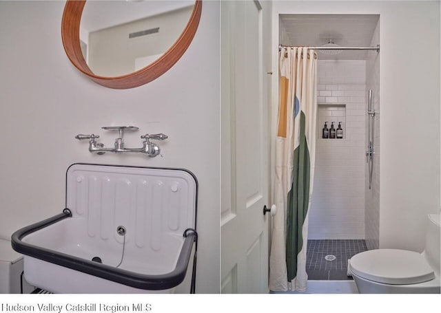 1556 Gulf Rd, Callicoon Center, NY 12724 - bathroom featuring a stall shower and toilet