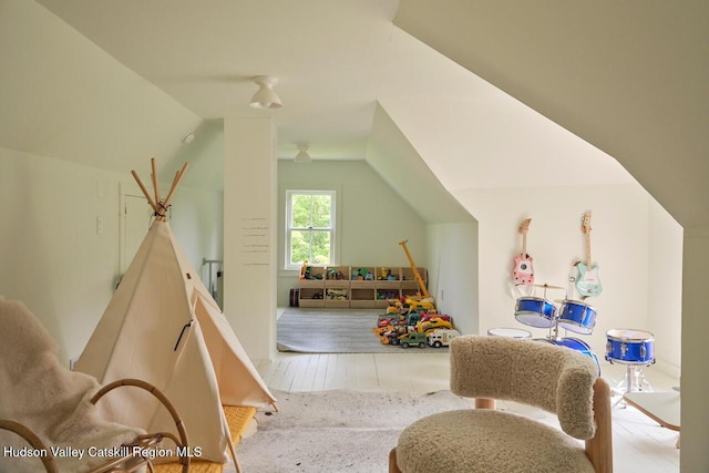 1556 Gulf Rd, Callicoon Center, NY 12724 - game room with vaulted ceiling and wood finished floors