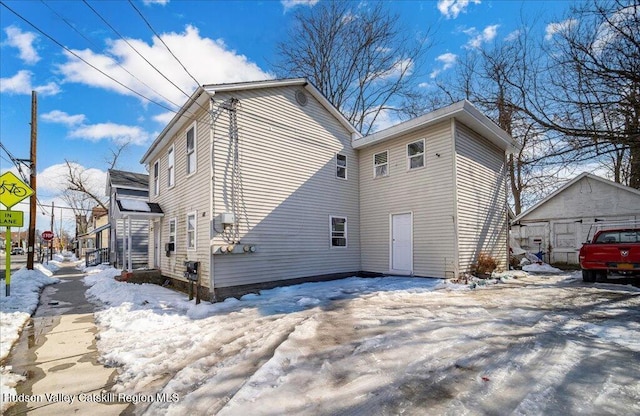 view of snowy exterior