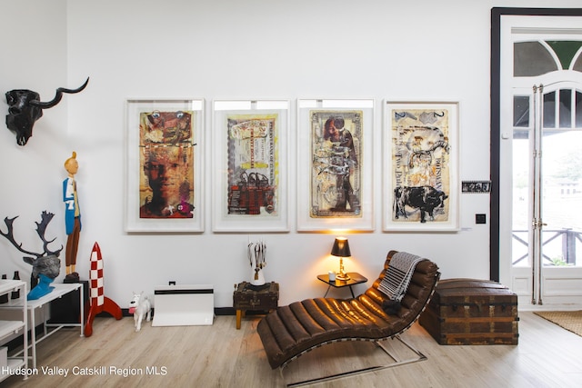 sitting room featuring light wood-type flooring