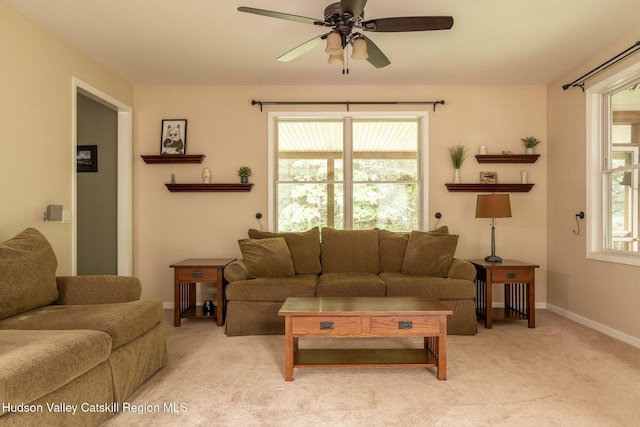 214 Wright Rd, Kerhonkson, NY 12446 - living area featuring ceiling fan and light colored carpet
