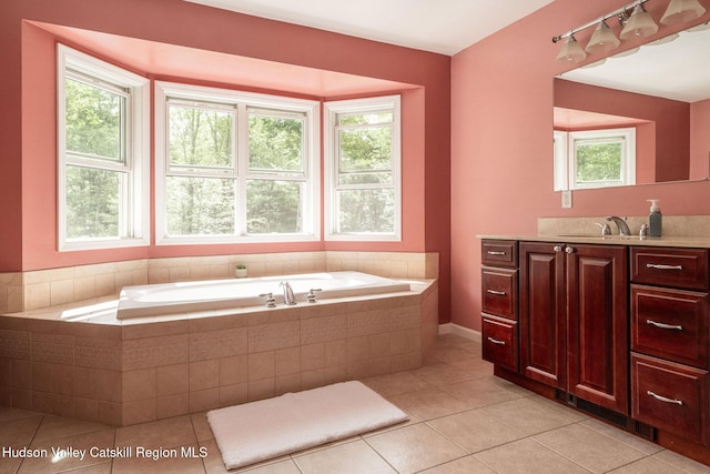 214 Wright Rd, Kerhonkson, NY 12446 - full bath featuring vanity, a bath, tile patterned flooring, and healthy amount of natural light