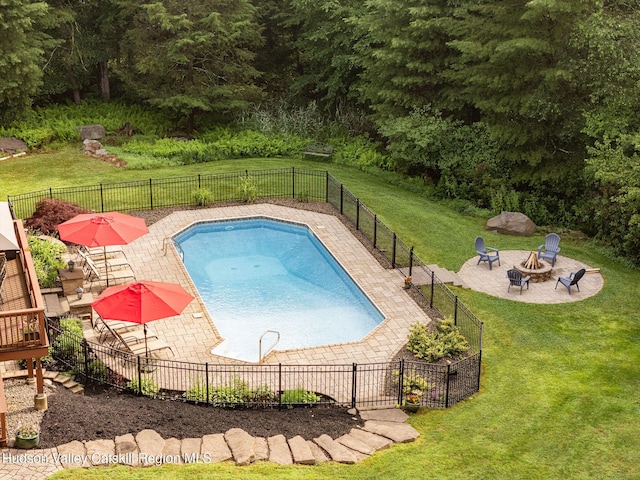 214 Wright Rd, Kerhonkson, NY 12446 - view of swimming pool featuring a fire pit and a patio