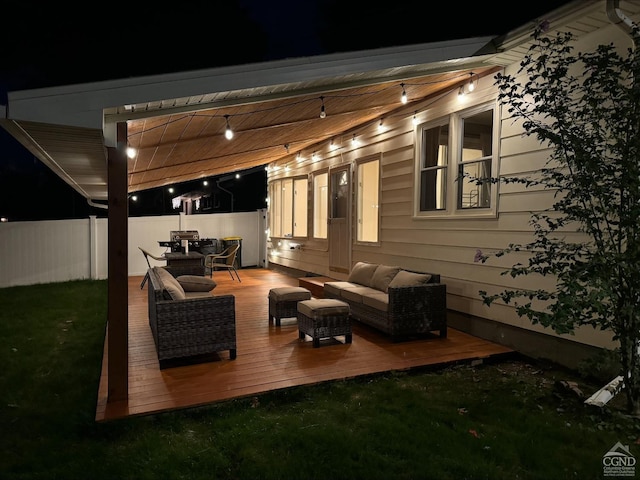 25 Joslen Pl, Hudson, NY 12534 - view of patio / terrace featuring a wooden deck, an outdoor living space, and outdoor dining space